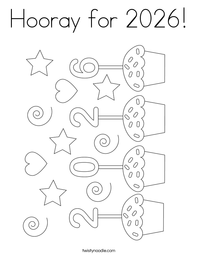 Hooray for 2026! Coloring Page