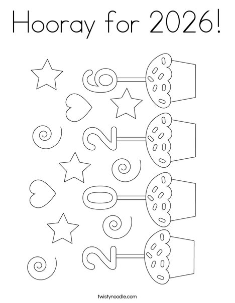 Hooray for 2026! Coloring Page