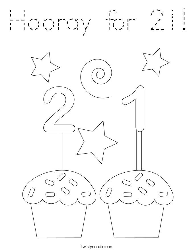 Hooray for 21! Coloring Page