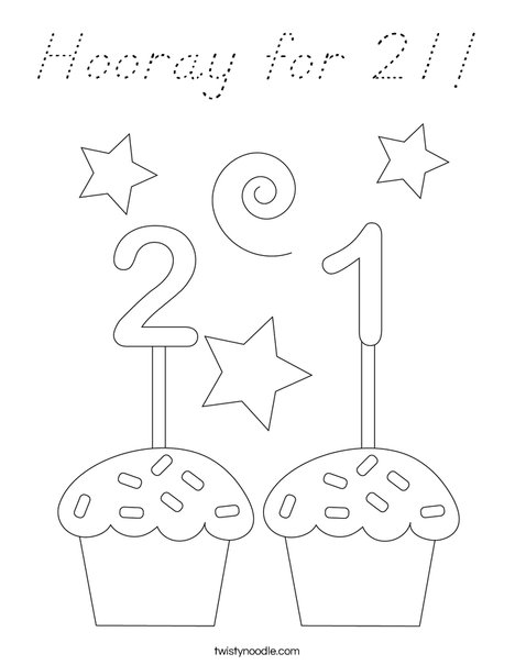 Hooray for 21! Coloring Page