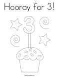 Hooray for 3! Coloring Page