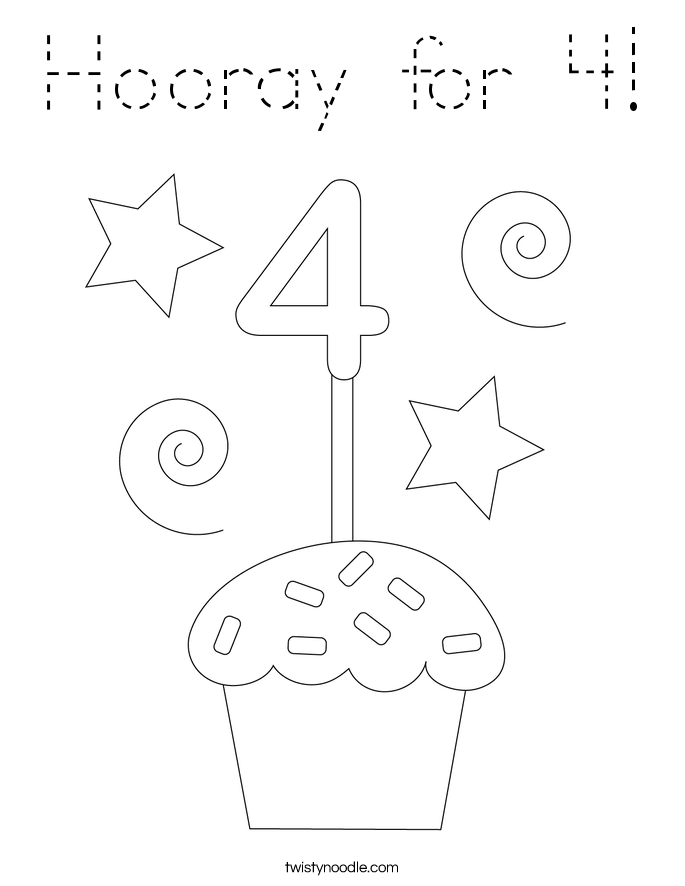 Hooray for 4! Coloring Page