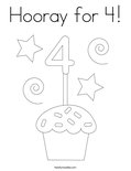 Hooray for 4! Coloring Page
