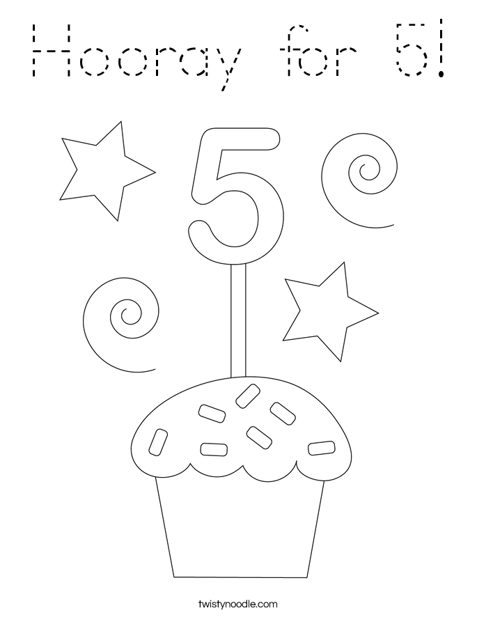 Hooray for 5! Coloring Page