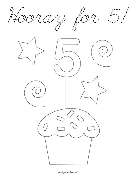 Hooray for 5! Coloring Page