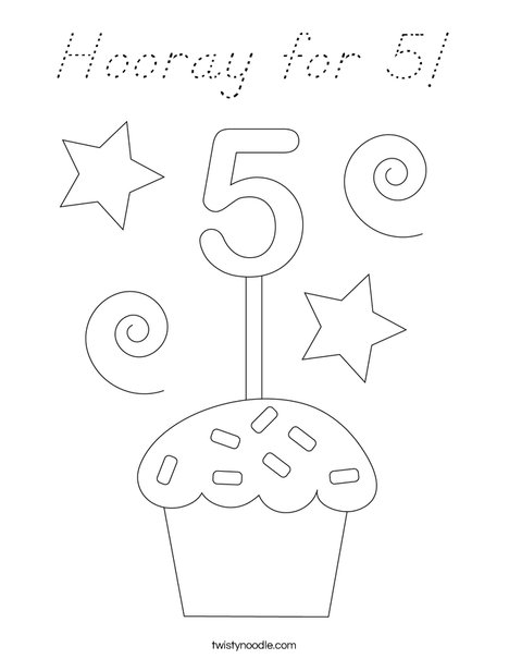 Hooray for 5! Coloring Page