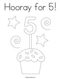 Hooray for 5 Coloring Page