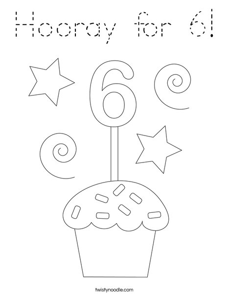 Hooray for 6! Coloring Page