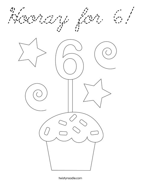 Hooray for 6! Coloring Page