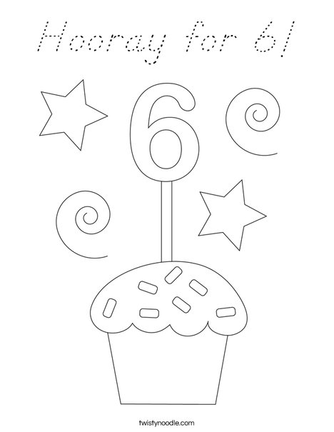 Hooray for 6! Coloring Page