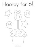 Hooray for 6 Coloring Page