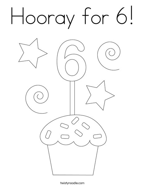 Hooray for 6! Coloring Page