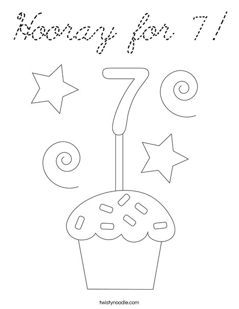 Hooray for 7! Coloring Page