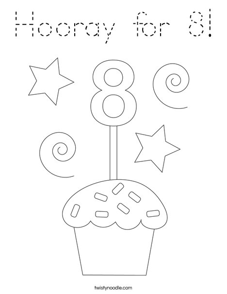 Hooray for 8! Coloring Page