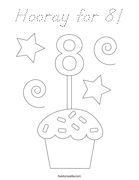 Hooray for 8! Coloring Page