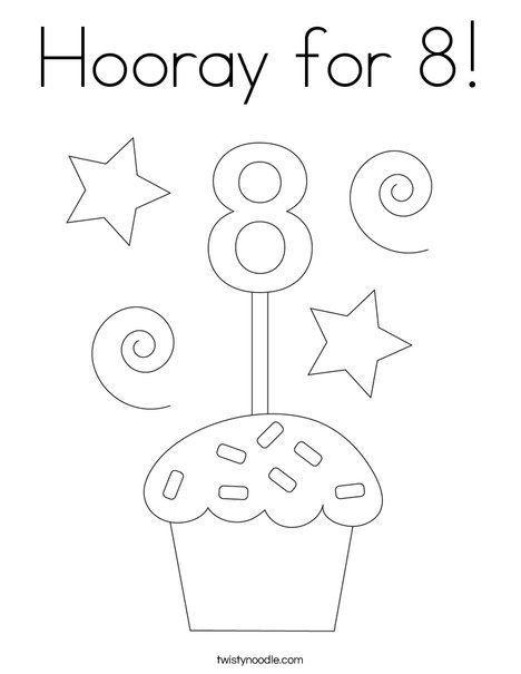Hooray for 8! Coloring Page