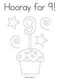Hooray for 9! Coloring Page