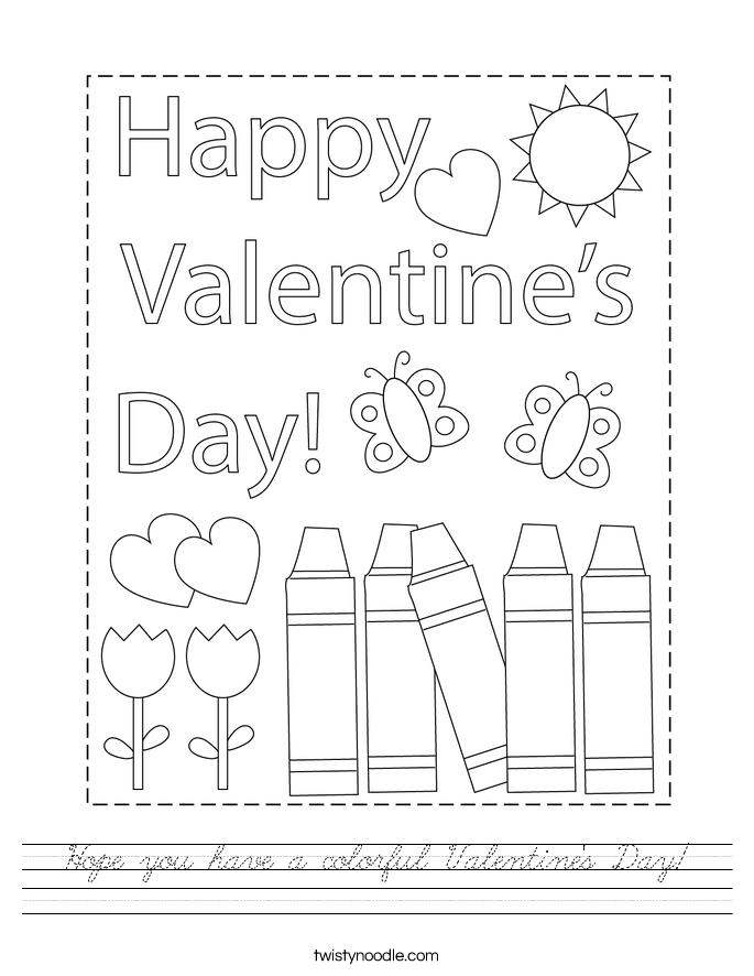 Hope you have a colorful Valentine's Day! Worksheet
