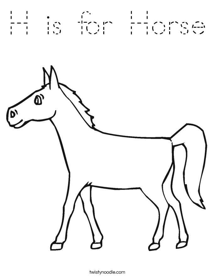 H is for Horse Coloring Page