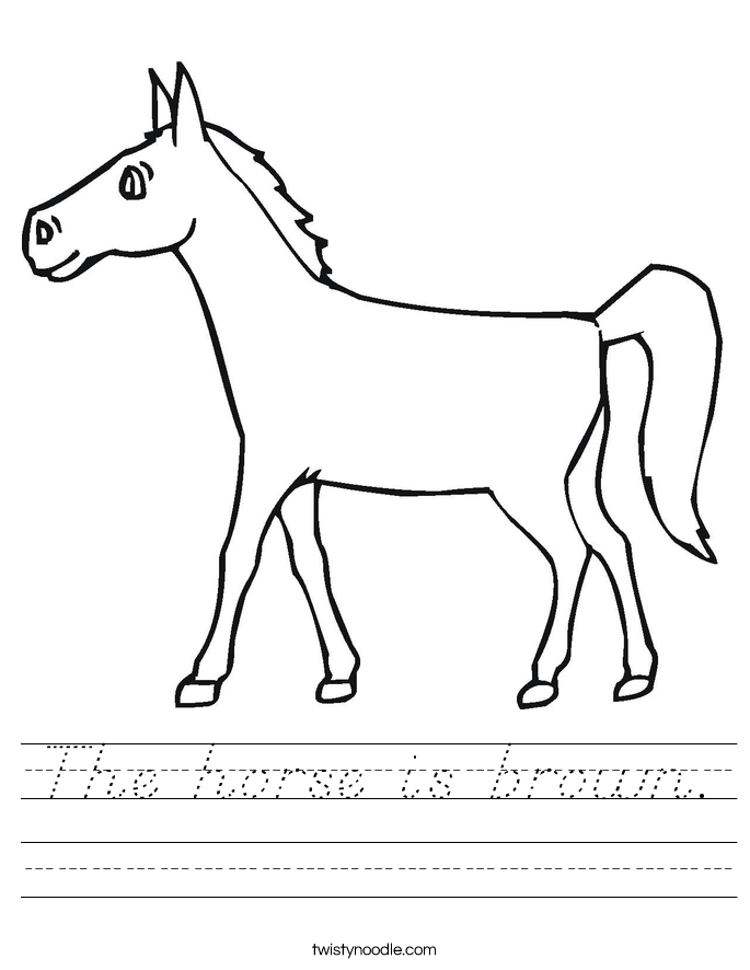 The horse is brown. Worksheet