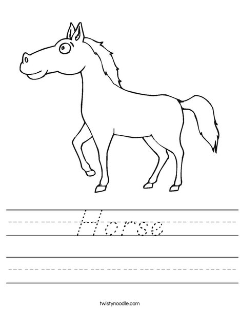 Horse Worksheet - D'Nealian - Twisty Noodle