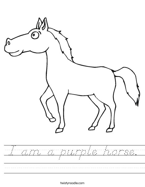 i am a purple horse worksheet dnealian twisty noodle