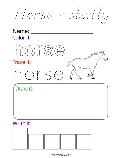 Horse Activity Coloring Page