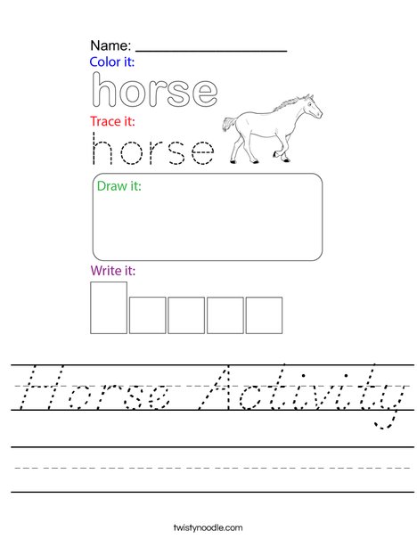 Horse Activity Worksheet