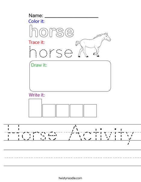 Horse Activity Worksheet