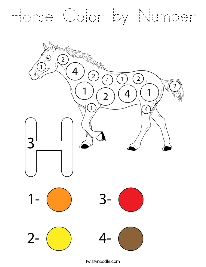 Horse Color by Number Coloring Page