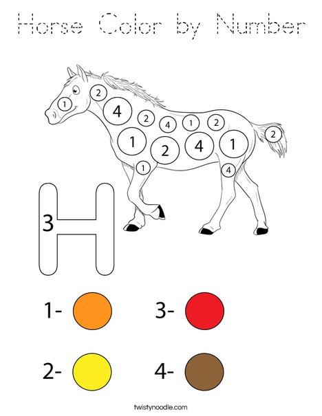 Horse Color by Number Coloring Page