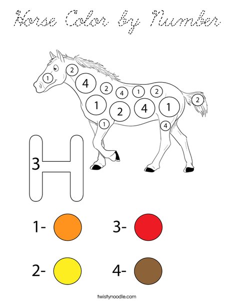 Horse Color by Number Coloring Page