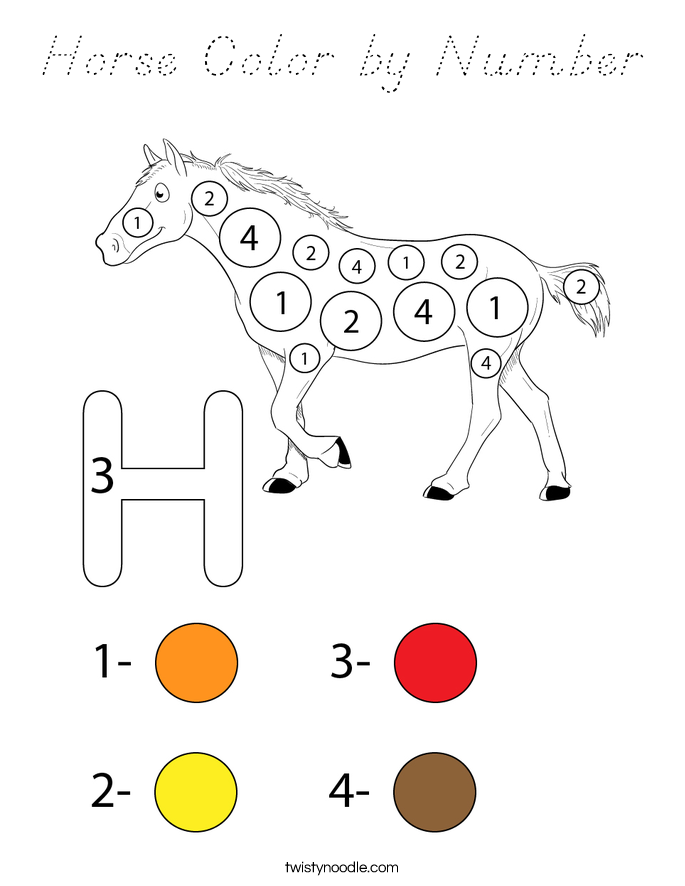 Horse Color by Number Coloring Page