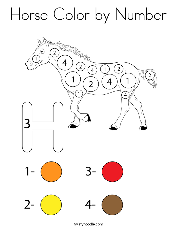 Horse Color by Number Coloring Page