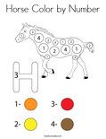 Horse Color by Number Coloring Page