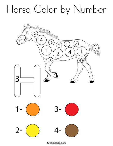 Horse Color by Number Coloring Page