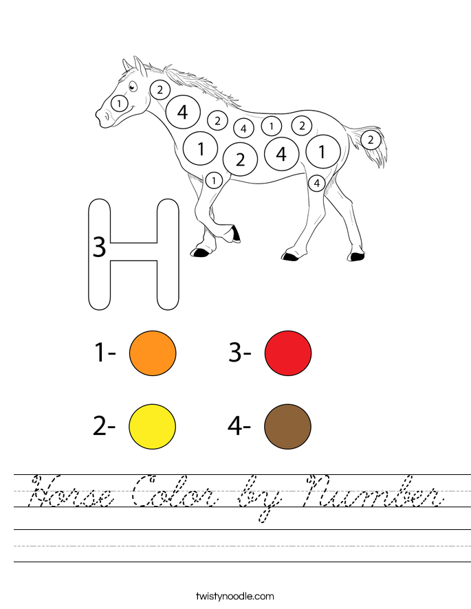 Horse Color by Number Worksheet