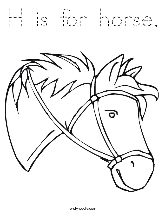 H is for horse. Coloring Page