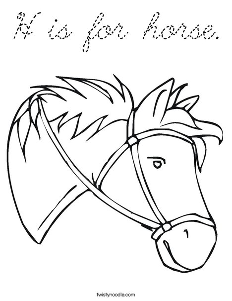 H is for Horse Coloring Page