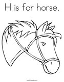 H is for horse Coloring Page