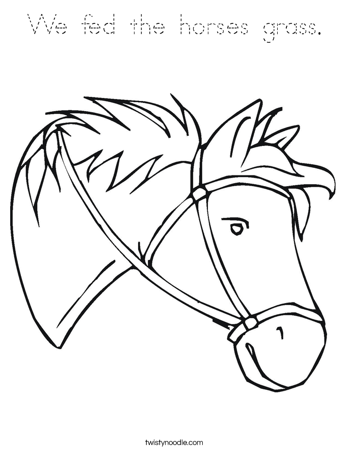 We fed the horses grass. Coloring Page