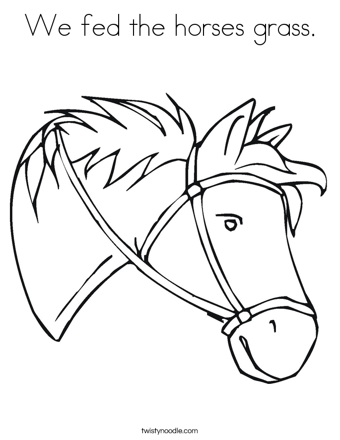 We fed the horses grass. Coloring Page