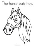 The horse eats hay Coloring Page