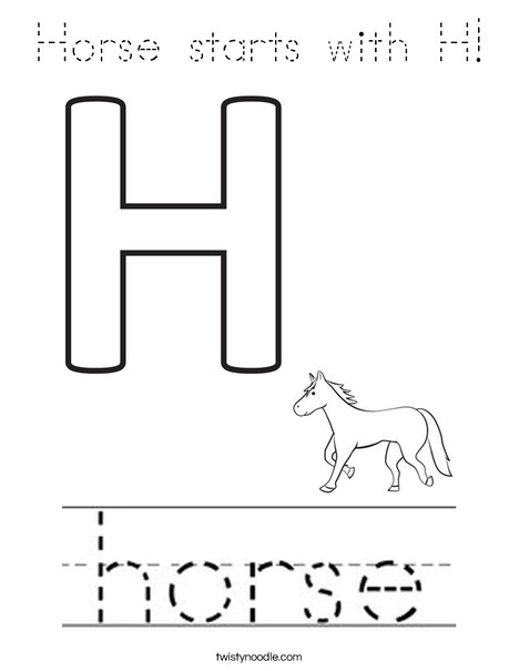 Horse starts with H! Coloring Page