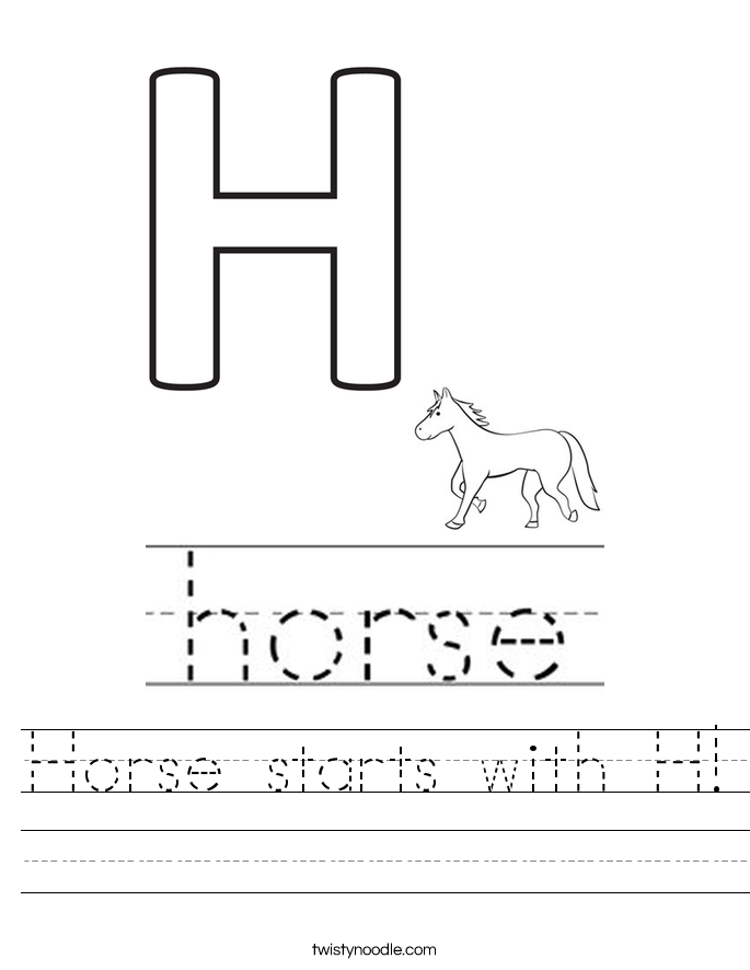 Horse starts with H! Worksheet