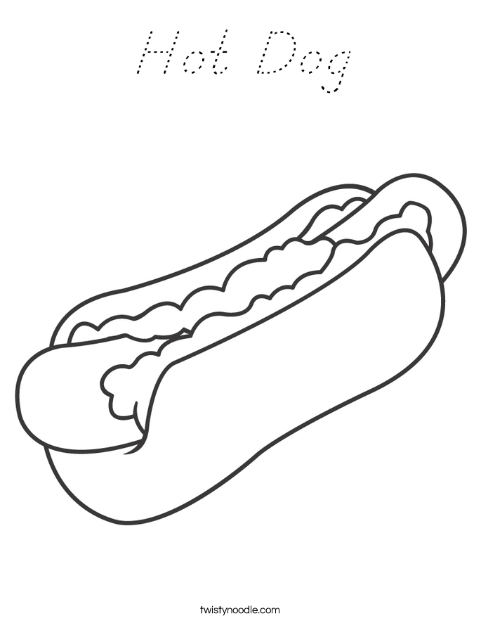 Download Hot Dog Coloring Page - D'Nealian - Twisty Noodle