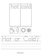 Hot or Cold Handwriting Sheet
