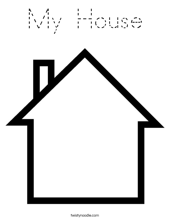 My House Coloring Page - Tracing - Twisty Noodle