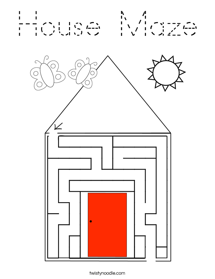 House Maze Coloring Page