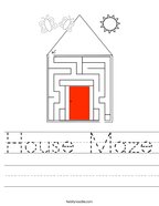 House Maze Handwriting Sheet